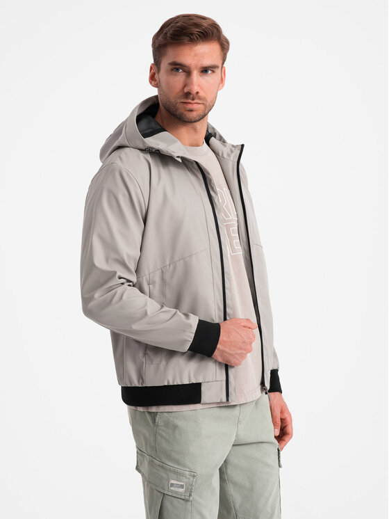 Ombre Ombre Bunda pro přechodné období OM-JANP-0149 Šedá Regular Fit