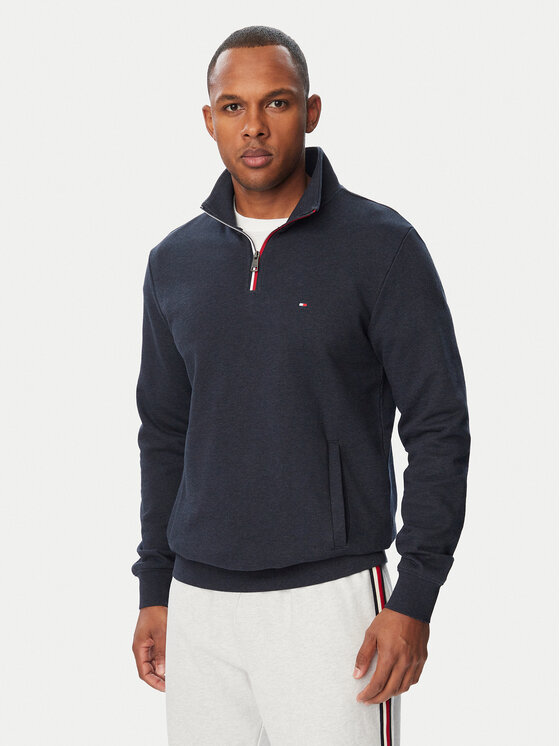 Tommy Hilfiger Tommy Hilfiger Majica dugih rukava Tipping Terry MW0MW44943 Tamnoplava Regular Fit