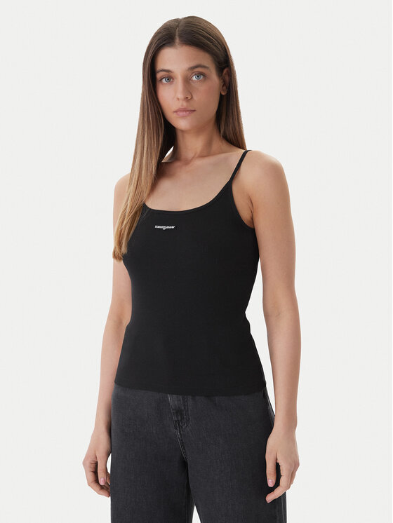 Tommy Jeans Top DW0DW22278 Negru Slim Fit