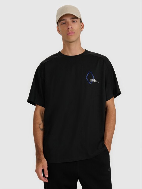 4F 4F T-Shirt 4FWAW25TTSHM2401-20S Czarny Oversize