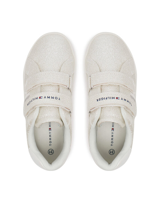 Tommy Hilfiger Tommy Hilfiger Сникърси Flag Low Cut Velcro Sneaker T1A9-33726-0375 S Екрю