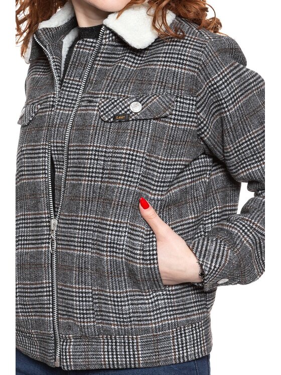 Lee Lee Giacca da donna WOOL CHECK SHERPA JK Grigio Regular Fit