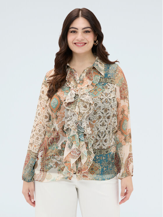 Fiorella Rubino Fiorella Rubino Koszula 5069T001548N0R2 Kremowy A-Line Fit