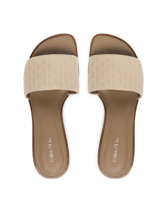 Calvin Klein Calvin Klein Pantoletten Block Heel Sandal Aop HW0HW03016 Beige