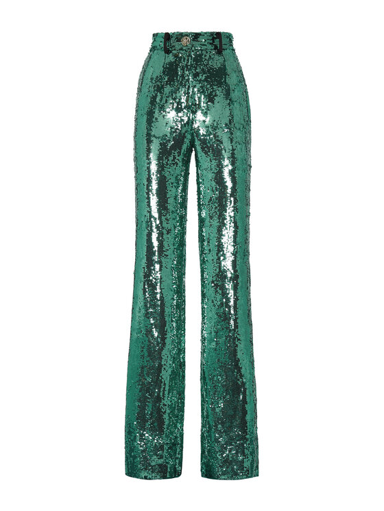PHILIPP PLEIN PHILIPP PLEIN Spodnie materiałowe 2649 Zielony Flare Fit