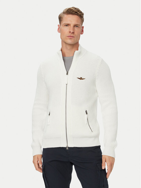 Aeronautica Militare Cardigan 262MA1664UL00409 Crem Regular Fit