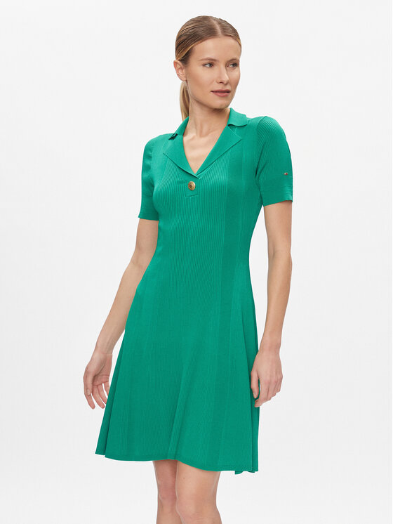 Tommy Hilfiger Tommy Hilfiger Trikotažinė suknelė WW0WW41444 Žalia Slim Fit