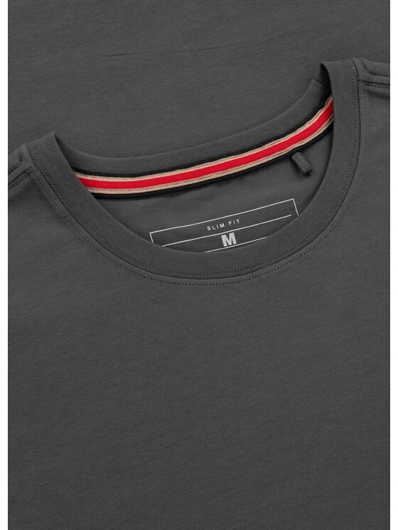 PITBULL PITBULL T-Shirt Koszulka męska Slim Fit MINIMAL L Szary Regular Fit