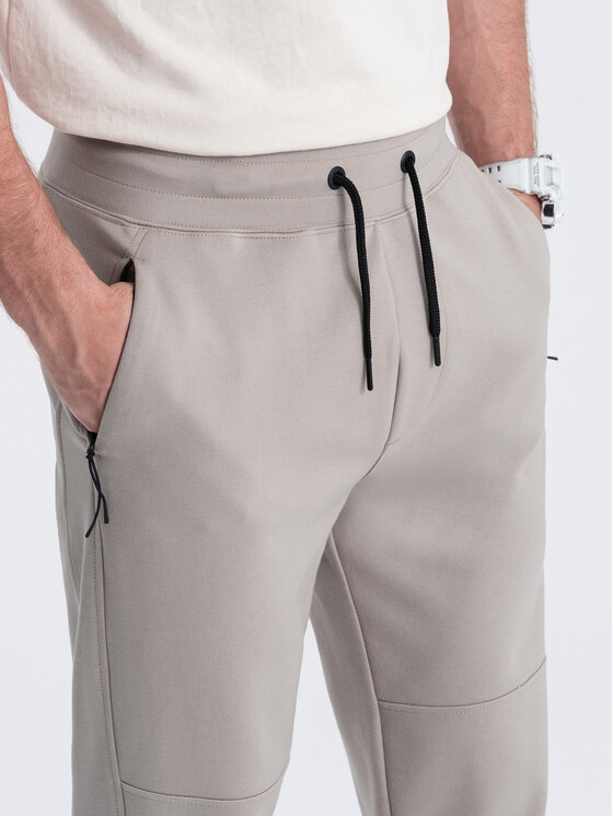 Ombre Ombre Spodnie dresowe OM-PASK-0142 Beżowy Regular Fit