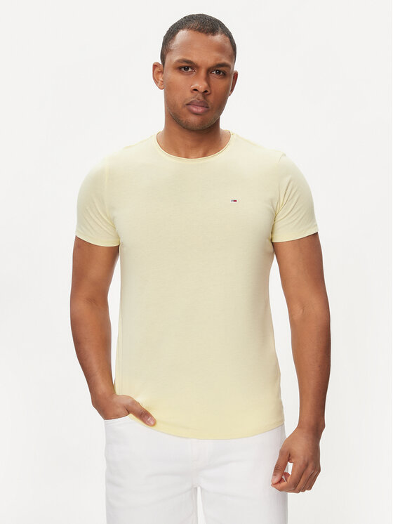 Tommy Jeans T shirt Jaspe DM0DM09586 Jaune Slim Fit Modivo