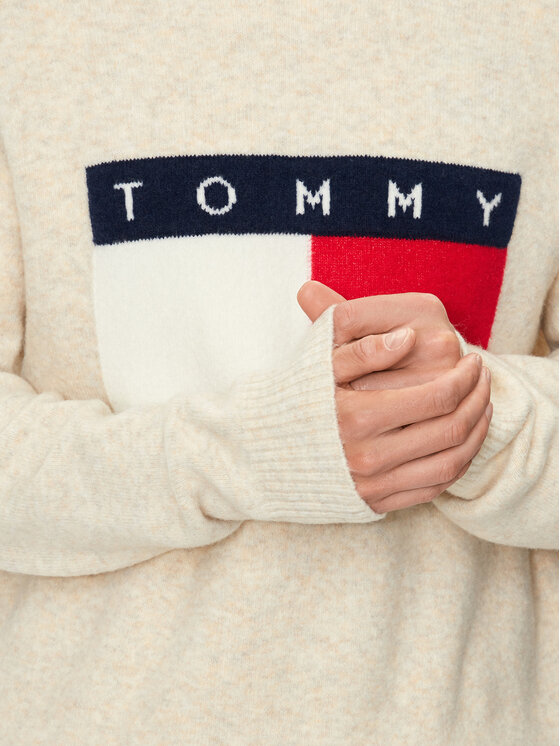 Tommy Jeans Tommy Jeans Sweter Flag DM0DM19442 Beżowy Regular Fit