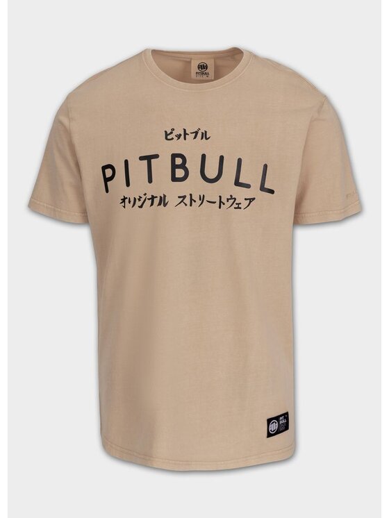 PITBULL PITBULL T-Shirt Koszulka męska Denim Washed BRAVERY 3XL Beżowy Regular Fit