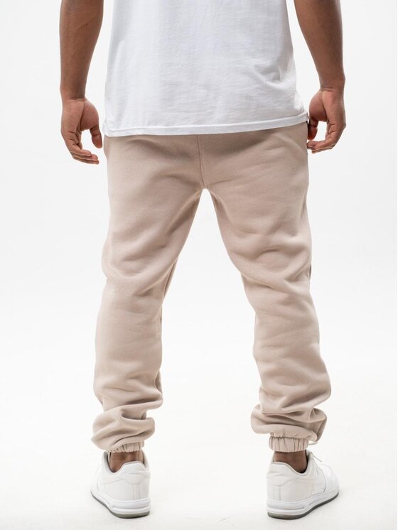 Jigga Wear Jigga Wear Spodnie dresowe Spodnie Dresowe Męskie Beżowe Jigga Wear Print Crown XL Brązowy Regular Fit