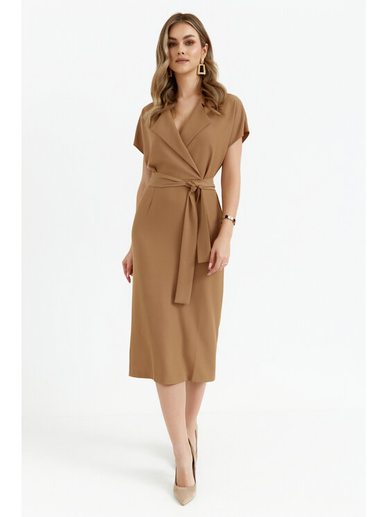 Stylove Stylove Koktejlové šaty S363 Béžová Premium Fit
