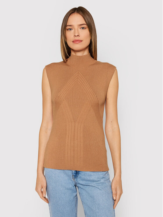 Blusa Cozy W1BR21 Z2V40 Beige Slim Fit