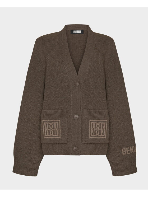 BENU BENU Kardigan Sweter Brązowy Straight Fit