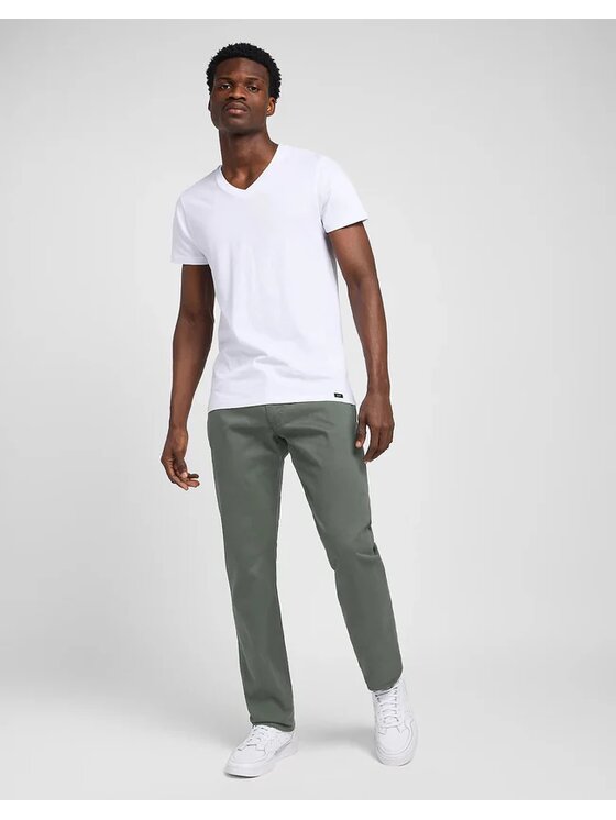 Lee Lee Spodnie materiałowe STRAIGHT FIT MVP Zielony Regular Fit