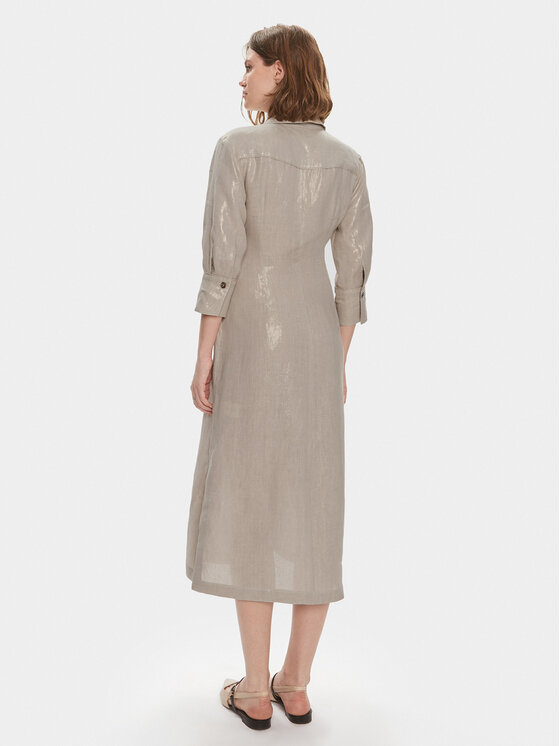 Marella Marella Sukienka koszulowa Balia 2413221114 Beżowy Regular Fit