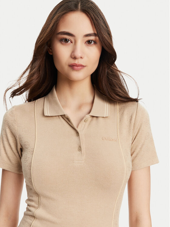 Guess Guess Trikotāžas kleita V5YK00 KCX12 Bēšs Regular Fit