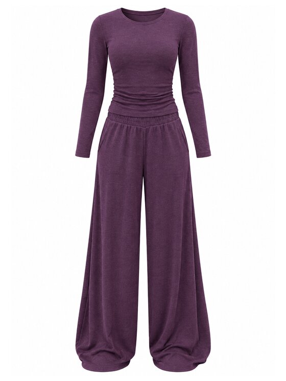 Agatha Studio Agatha Studio Komplet bluzka i spodnie A26ZF-KA-K69 Fioletowy Oversize