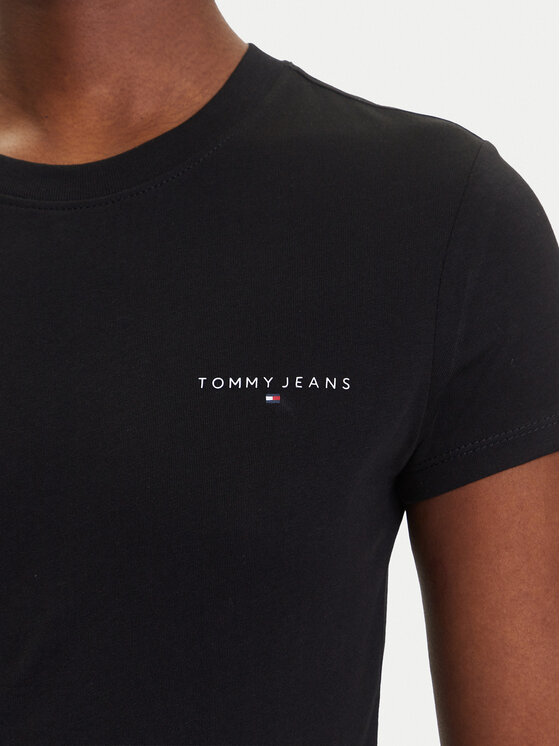 Tommy Jeans Tommy Jeans Tricou Linear DW0DW21164 Negru Slim Fit