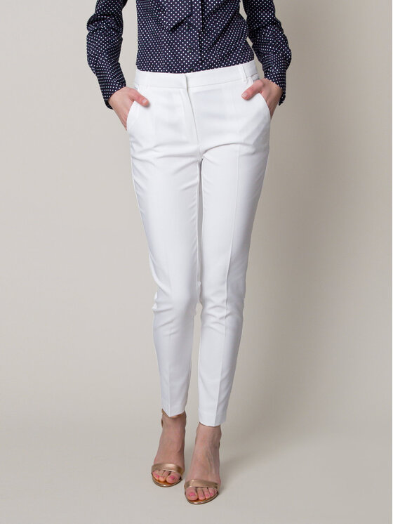Willsoor Willsoor Spodnie materiałowe 67104 Biały Cigarette Fit