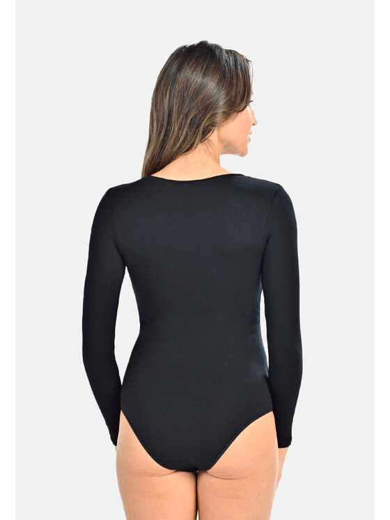 Teyli Teyli Body damskie eleganckie Avianna Czarny Regular Fit