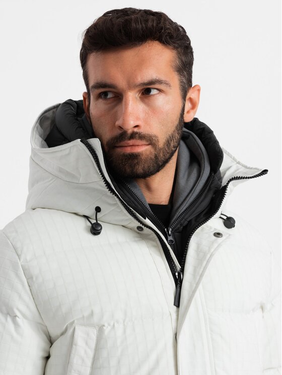 Ombre Ombre Parka OM-JALJ-0201 Biały Regular Fit