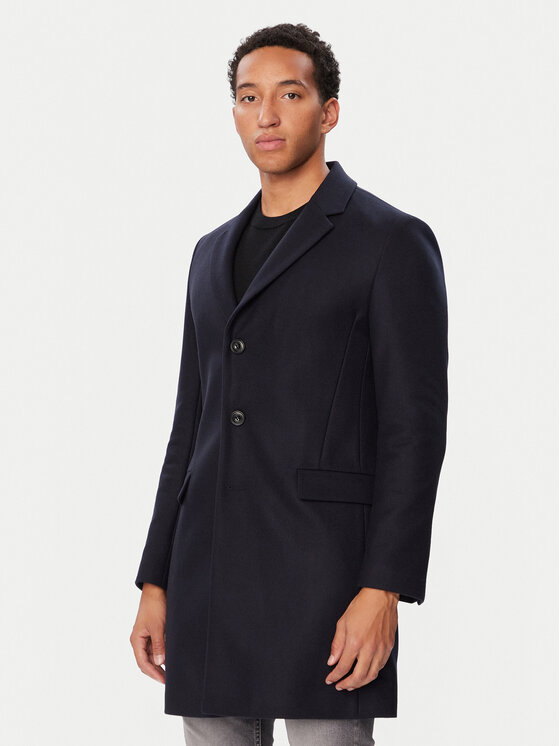 HUGO HUGO Cappotto di lana 50569210 Blu scuro Slim Fit