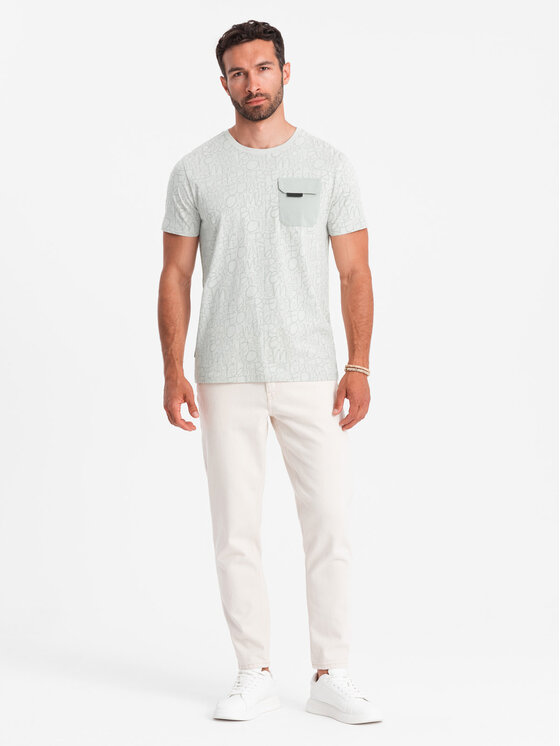 Ombre Ombre T-Shirt OM-TSFP-0188 Zielony Regular Fit