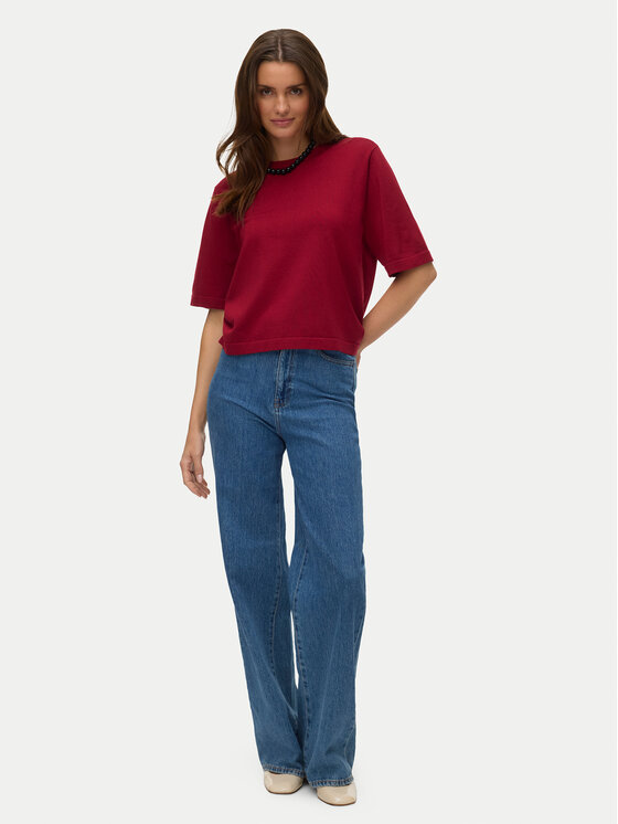 Vero Moda Vero Moda Megztinis Silje 10320460 Tamsiai raudona Oversize