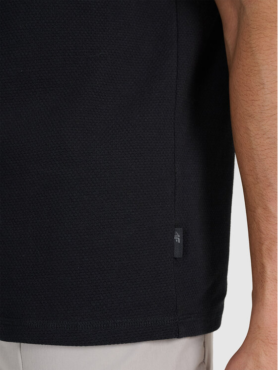 4F 4F Polo MIDSHOP TEXTILE Czarny Regular Fit