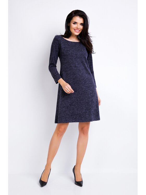Awama Awama Úpletové šaty A162 Tmavomodrá Basic Fit