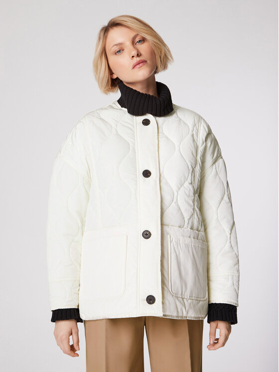 Simple Prehodna jakna KUD008 Bela Relaxed Fit