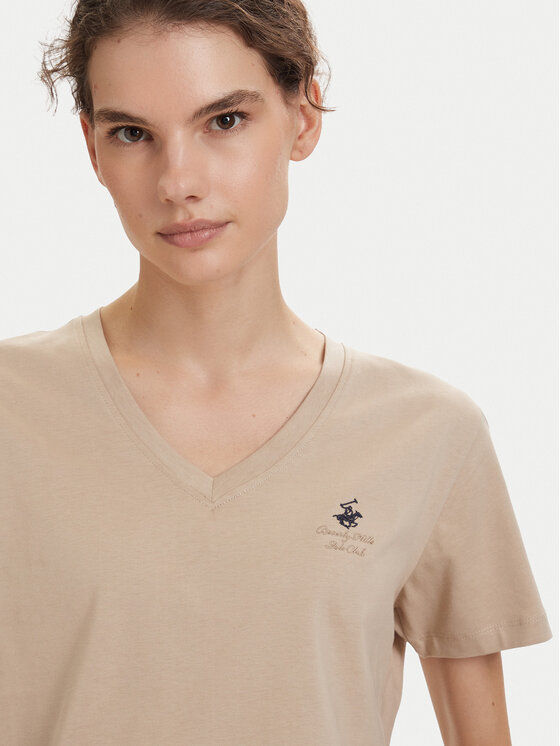 Beverly Hills Polo Club Beverly Hills Polo Club Tricou P-SS26W-TS516518 Bej Regular Fit