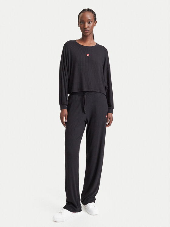 HUGO HUGO Donji dio trenerke Heart 50566660 Crna Relaxed Fit