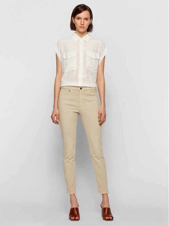 BOSS Boss Джинси Crop 3.0 Canvas 50450858 Бежевий Skinny Fit