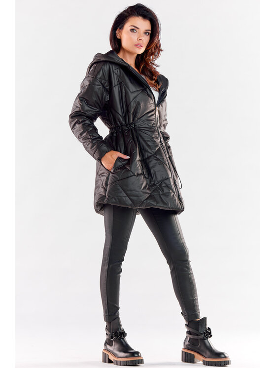 Awama Awama Płaszcz A540 Czarny Basic Fit