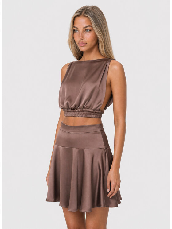 Agatha Studio Agatha Studio Komplet top i spódnica A26LS-KS-K10 Brązowy Slim Fit