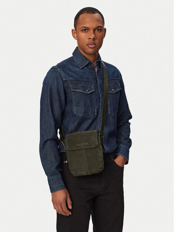 Tommy Hilfiger Tommy Hilfiger Somiņa Metal Logo Suede Crossbody Bag AM0AM14262 Zaļš