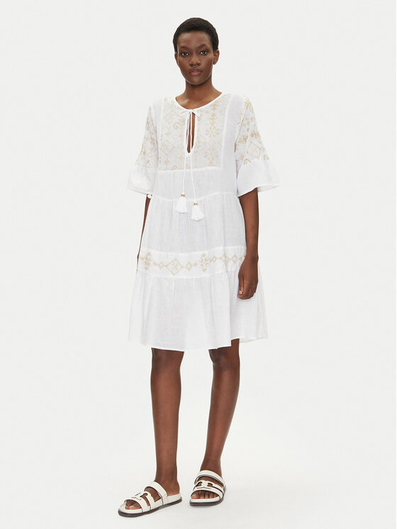 Iconique Iconique Sukienka letnia IC25-018 Biały Relaxed Fit