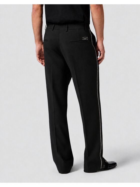 PHILIPP PLEIN PHILIPP PLEIN Spodnie materiałowe 32060 Czarny Wide Fit