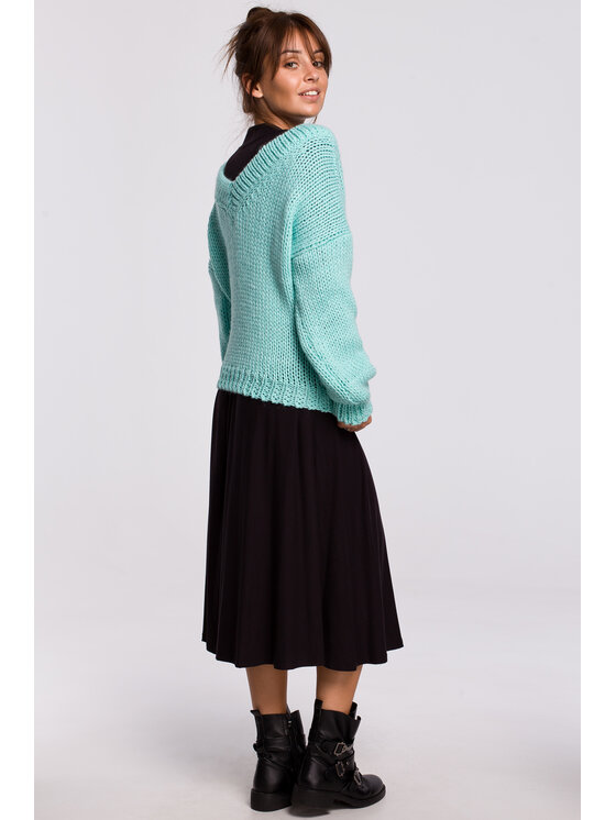 BeWear BeWear Sweter BK046 Zielony Modern Fit