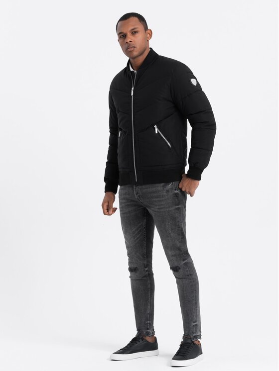 Ombre Ombre Bunda bomber OM-JALP-0143 Černá Regular Fit