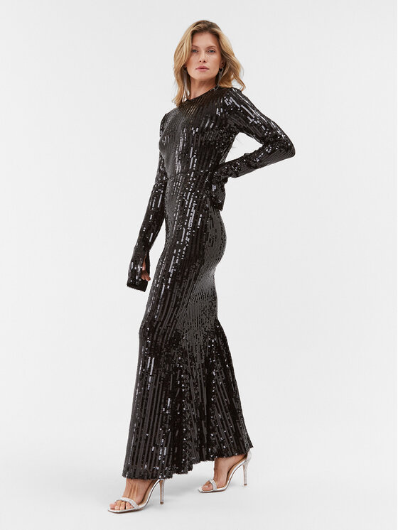 ROTATE ROTATE Sukienka wieczorowa Sequin 111349100 Czarny Slim Fit