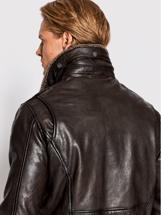 Serge Pariente Serge Pariente Usnjena jakna New Pilot Rjava Regular Fit
