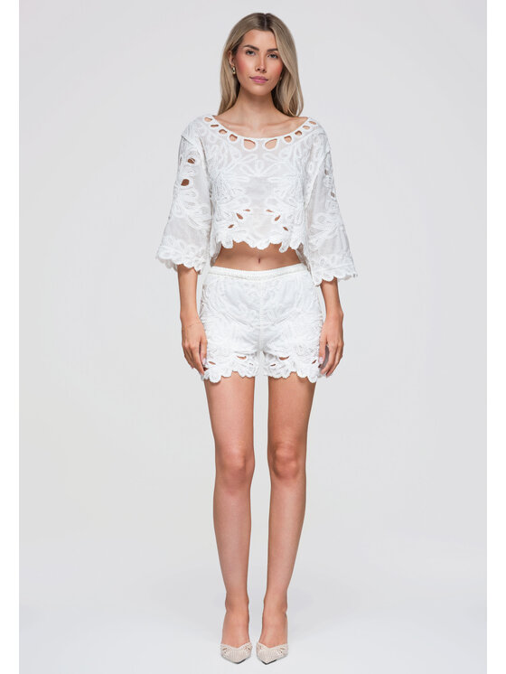 Ombre Ombre Bluzka OW-TS-E0070 Biały Loose Fit