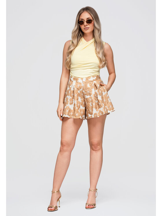 Ombre Ombre Szorty materiałowe OW-ST-E0015 Beżowy Regular Fit