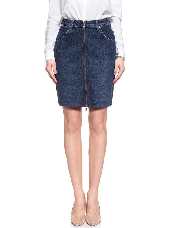 Wrangler Wrangler Spódnica mini HIGH ZIP SKIRT Niebieski Regular Fit