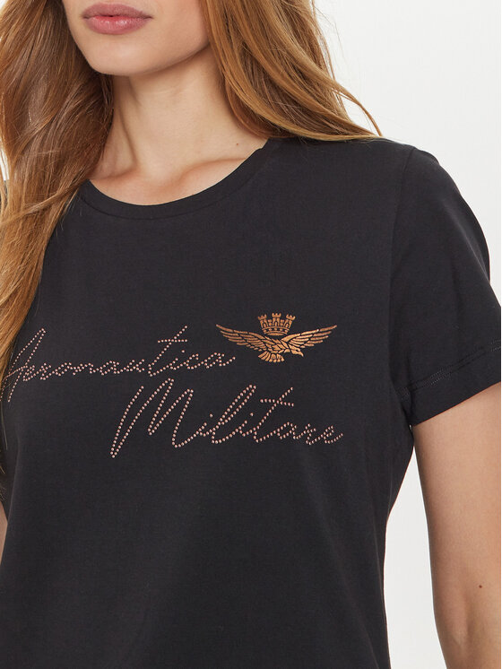 Aeronautica Militare Aeronautica Militare Majica 242FE1970DF567 Črna Regular Fit